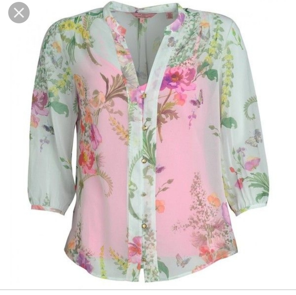 Ted Baker Mint Kimmie Wallpaper Floral Blouse